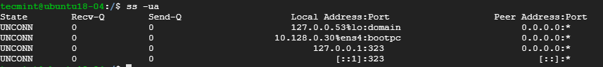 لیست تمام اتصالات UDP